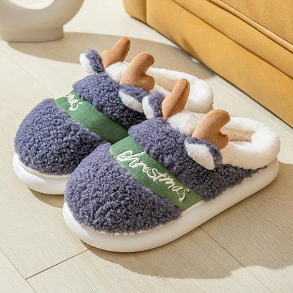 Christmas Shoes Winter Home Slippers Elk Soft Cozy Bedroom Slipper