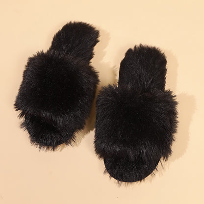 Fashion Plush Slippers Winter Warm Soft Fluffy Slipper Women