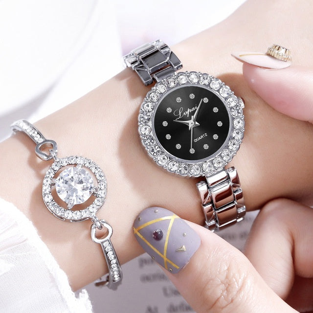 Watches-Set Bangle Clock Bracelet Wrist-Watch Ladies Brand Luxury