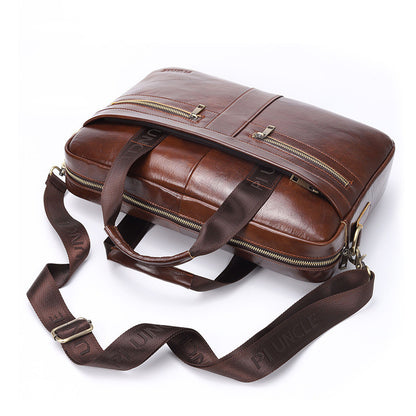 New leather men's briefcase cowhide leather