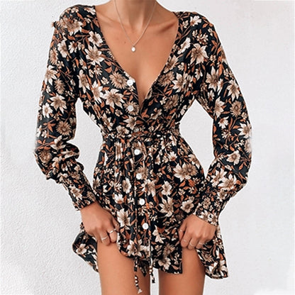 Women Floral Boho Party Dress Ladies Clothes Dresses