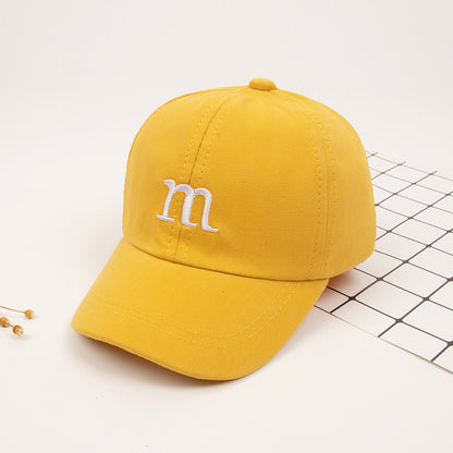 Baseball Cap Boy Letter M Embroidered Children's Cotton Spring and Autumn Hat Cap