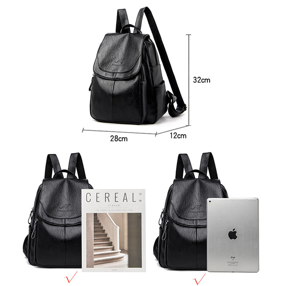 New Fashion Casual Backpack Soft Leather Large Capacity Travel Bag