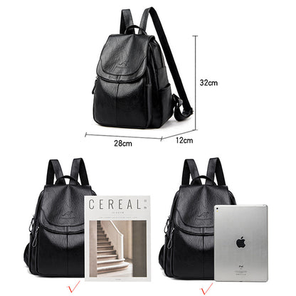 New Fashion Casual Backpack Soft Leather Large Capacity Travel Bag