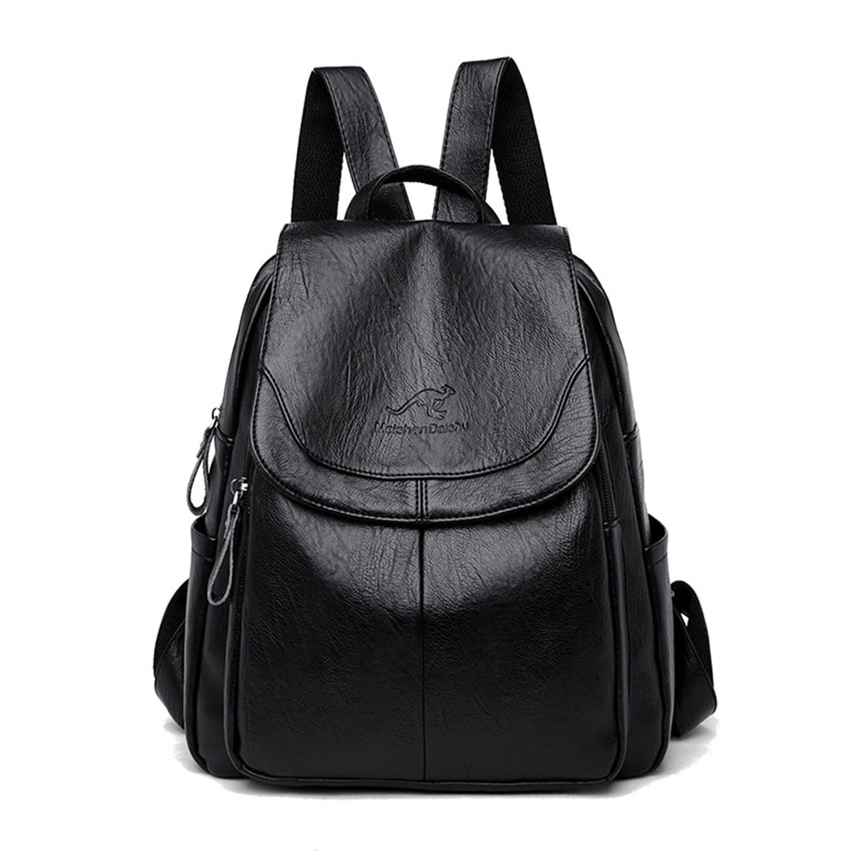 New Fashion Casual Backpack Soft Leather Large Capacity Travel Bag