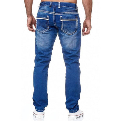 Men Jeans With Pockets Straight Pants Business Casual