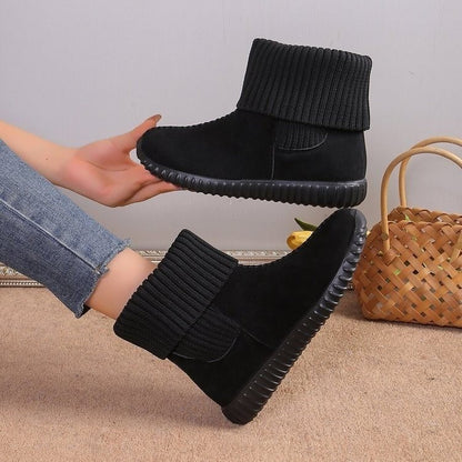 Flat Ankle Boots With Reversible Knitted Design Winter Snow Boot For Women