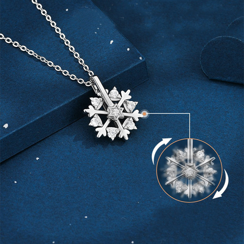 Women 925 Silver Snowflake Necklace Luxury Niche Design Shiny Rhinestone Jewelry Christmas Gift