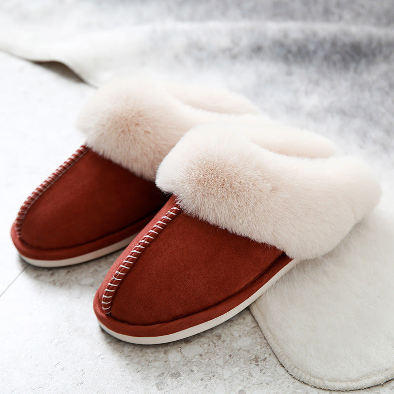 Suede cotton slippers non-slip warm wear resistant