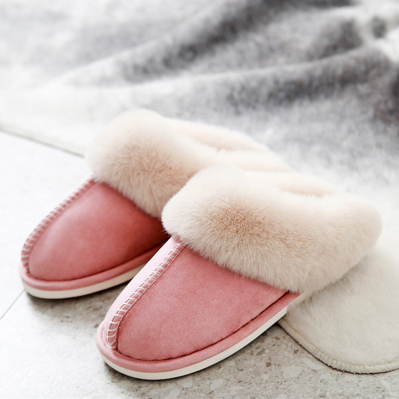 Suede cotton slippers non-slip warm wear resistant