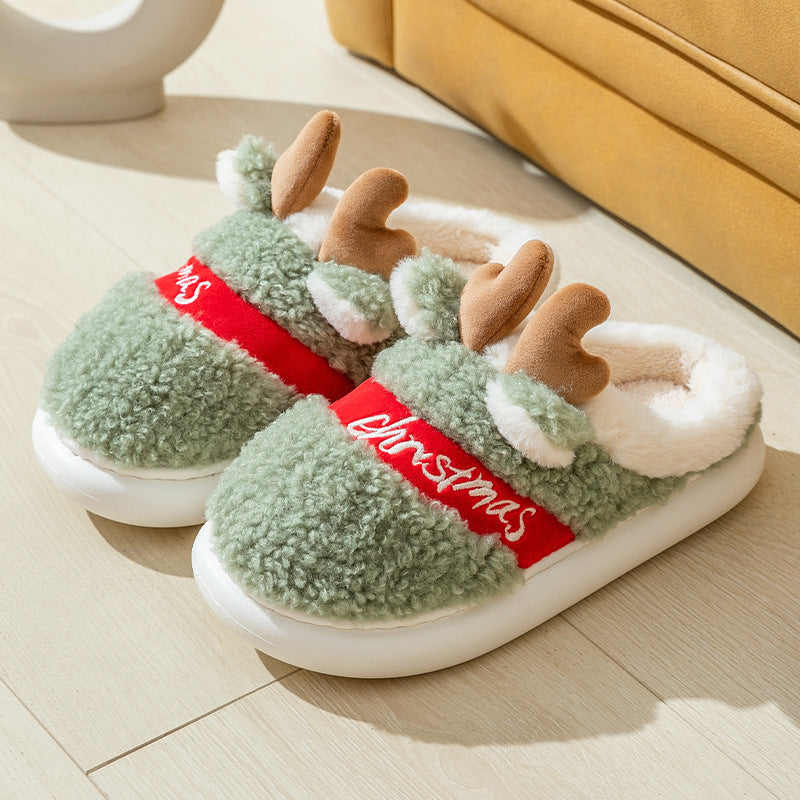 Christmas Shoes Winter Home Slippers Elk Soft Cozy Bedroom Slipper