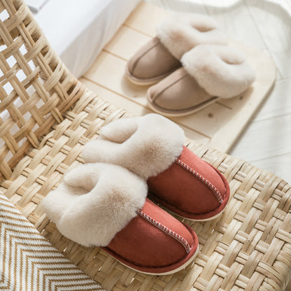 Suede cotton slippers non-slip warm wear resistant