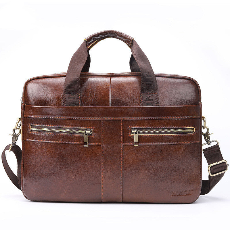 New leather men's briefcase cowhide leather