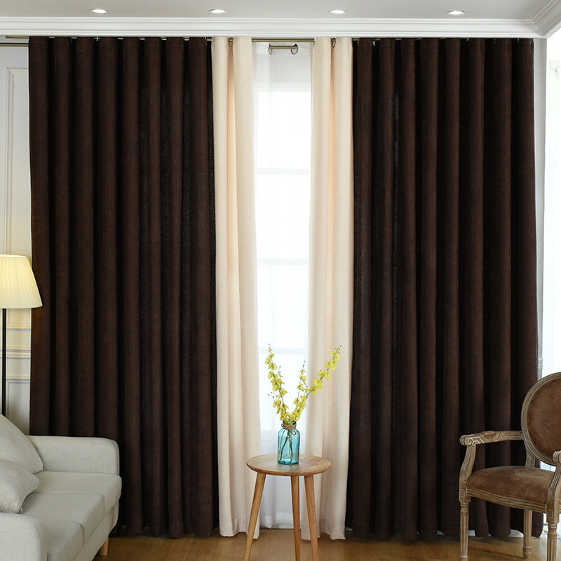 solid chenille curtain high shading curtain finished living room bedroom curtains