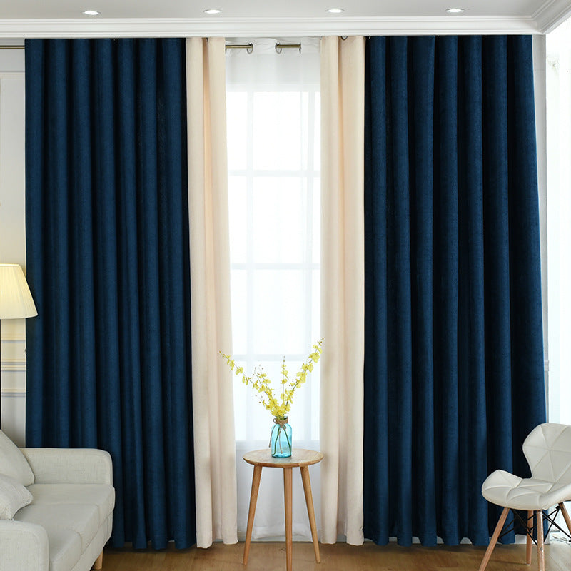 solid chenille curtain high shading curtain finished living room bedroom curtains