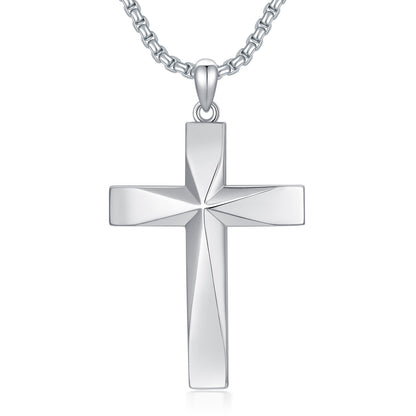 925 Sterling Silver Cross Pendant Necklace With Christian Bible Verse, Necklace for Men Women