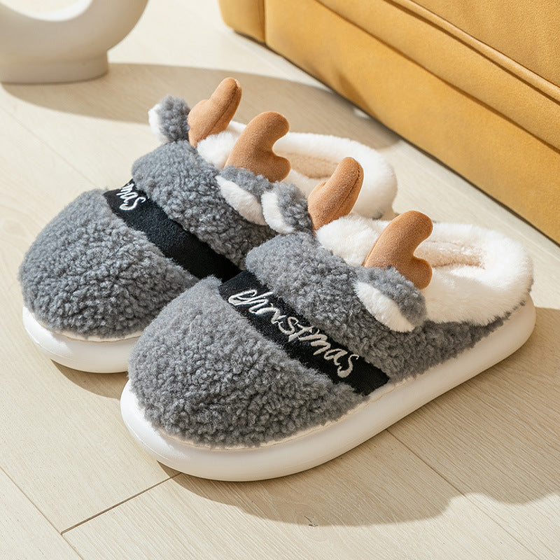 Christmas Shoes Winter Home Slippers Elk Soft Cozy Bedroom Slipper