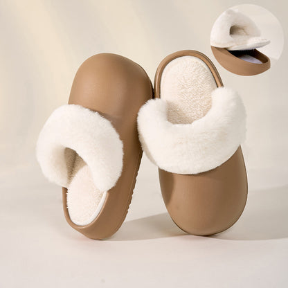 Women Removable Slippers Winter Waterproof Plush Shoes Thick Bottom Warm Fuzzy