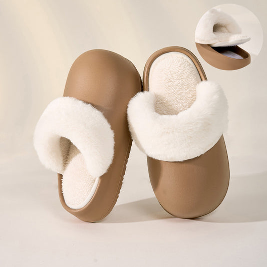 Women Removable Slippers Winter Waterproof Plush Shoes Thick Bottom Warm Fuzzy