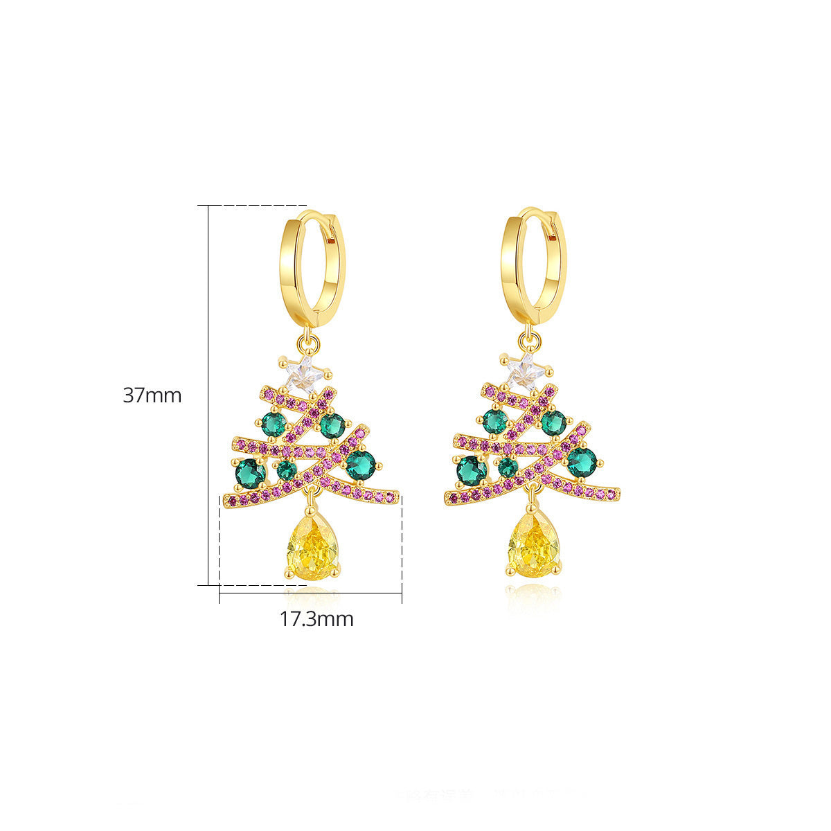 New Christmas Tree Earrings With Colorful Rhinestones Women