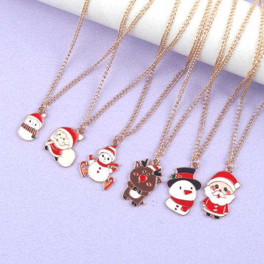 Christmas Necklace Cute Cartoon Santa Claus Snowman