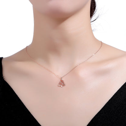 Women S925 Elk Christmas Tree Necklace Fashion Ins Style Zircon Clavicle Chain