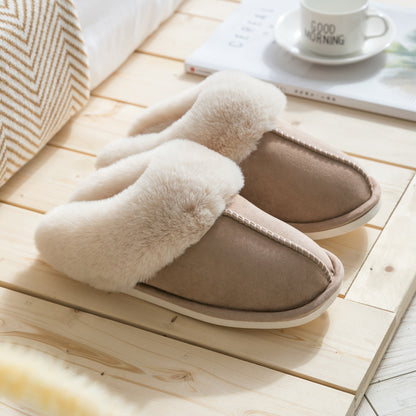 Suede cotton slippers non-slip warm wear resistant