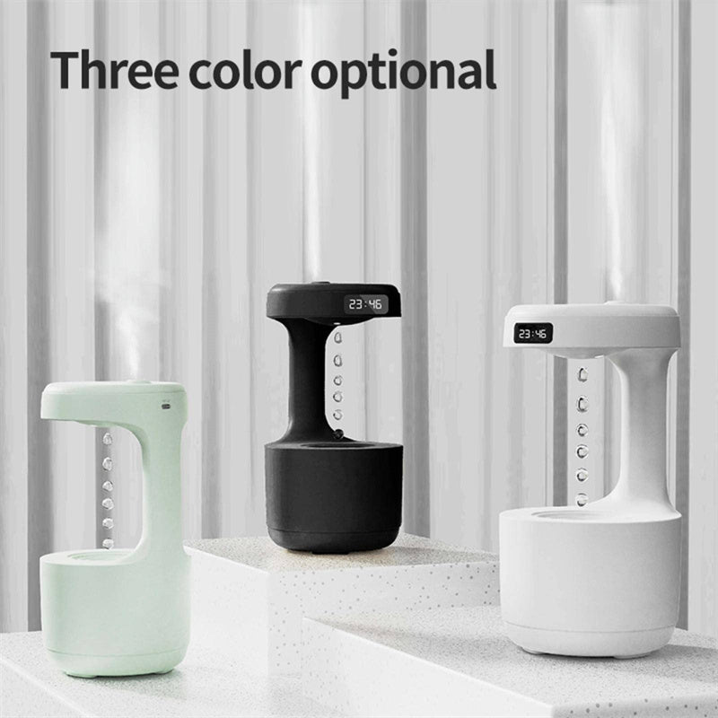 Bedroom Anti-Gravity Humidifier With Clock Water Drop Backflow Aroma Diffuser