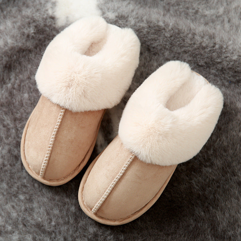 Suede cotton slippers non-slip warm wear resistant