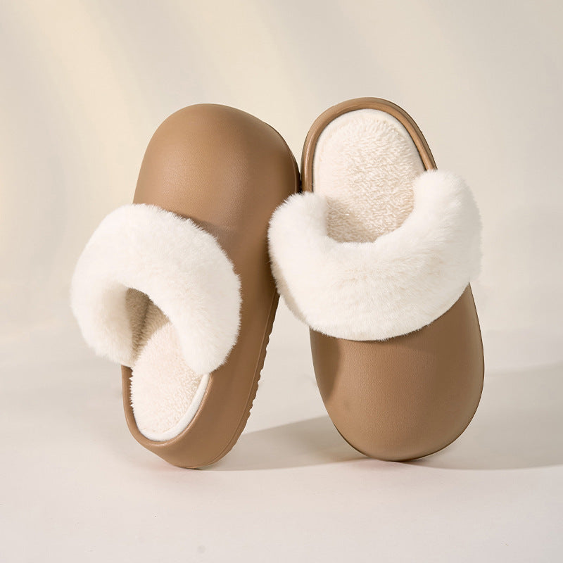 Women Removable Slippers Winter Waterproof Plush Shoes Thick Bottom Warm Fuzzy