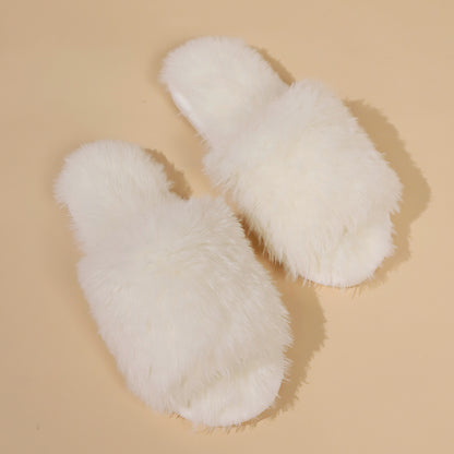 Fashion Plush Slippers Winter Warm Soft Fluffy Slipper Women