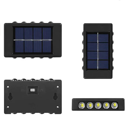 10 LED Solar Wall Lamp Outdoor Waterproof Solar Powered Light UP and Down Illuminate Home Garden Porch Yard Decoration