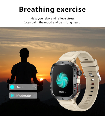 Military GPS Tracker Smart Watch Men Sports Fitness Tracker Health Monitor 1.96"