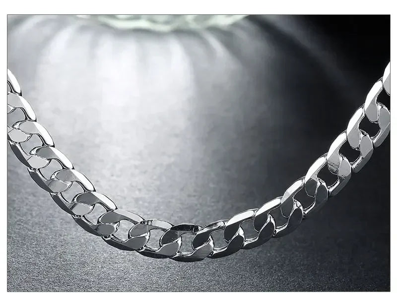 Men's 925 Sterling Silver Necklace 4/8MM 40-75cm Man Boy Women Jewelry