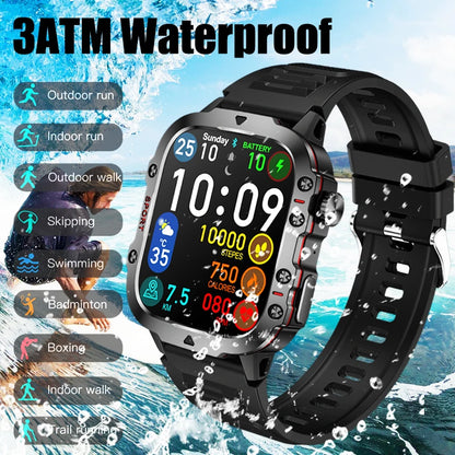 Military GPS Tracker Smart Watch Men Sports Fitness Tracker Health Monitor 1.96"