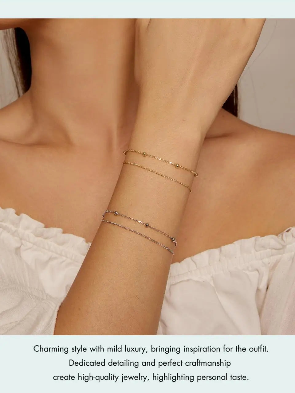 Bracelet Double Layers 925 Silver 14K Gold Plated Jewelry