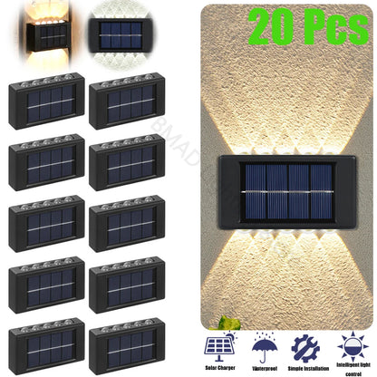 10 LED Solar Wall Lamp Outdoor Waterproof Solar Powered Light UP and Down Illuminate Home Garden Porch Yard Decoration