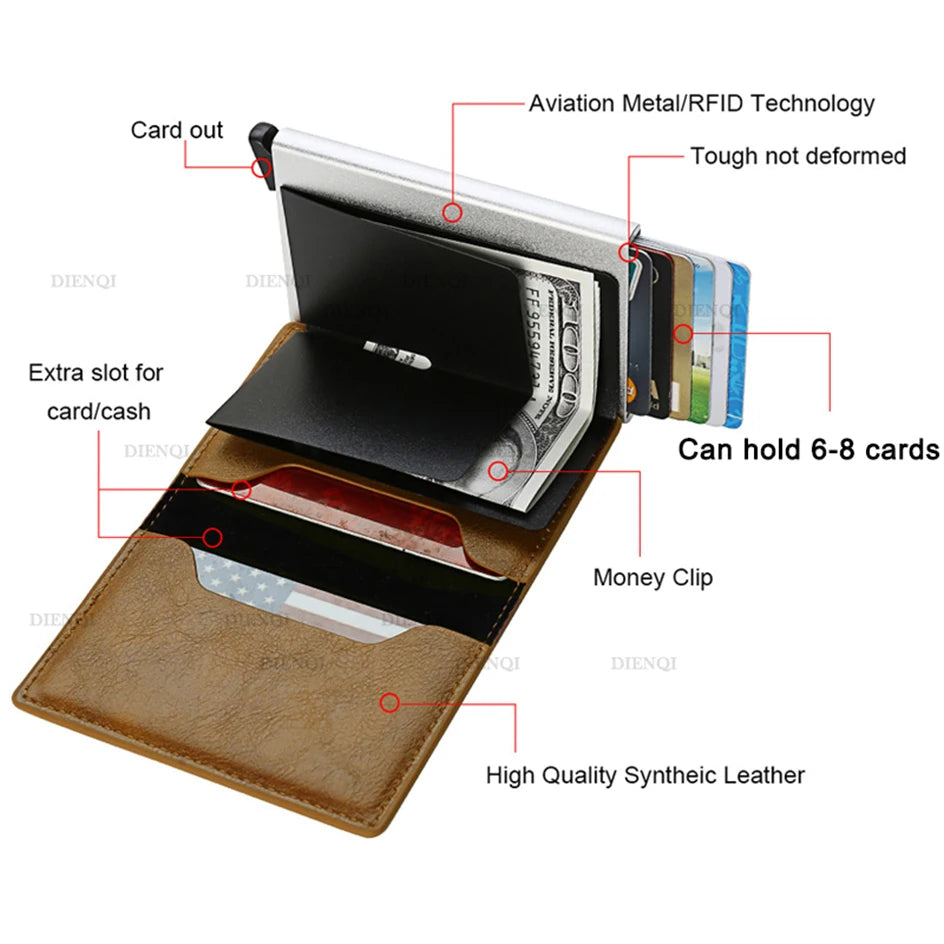 Anti Thief Rfid Credit Card Holder Smart Minimalist Wallet Pocket Men Women