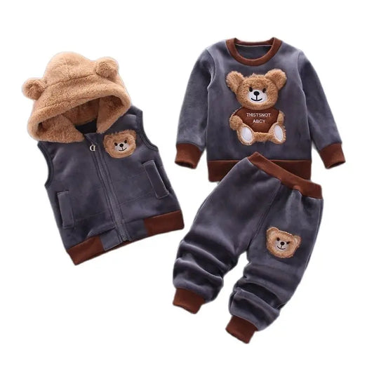 Baby Boys And Girls Clothing Set Children Hooded Outerwear Tops Pants 3PCS