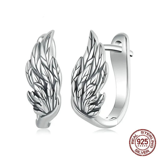 Women 925 Sterling Silver Wing Hoop Earrings for Women