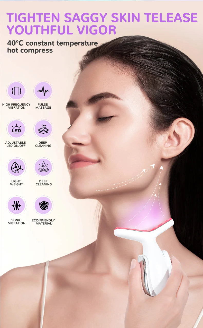 Newly upgraded 7-day multi-functional facial and neck beauty device with massage, thermal energy, vibration, EMS micro current 2