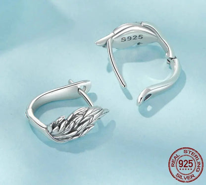 Women 925 Sterling Silver Wing Hoop Earrings for Women