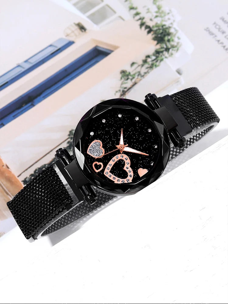 5pcs Women's Fashion Starry Sky Love Watch+Bracelet Combination Set