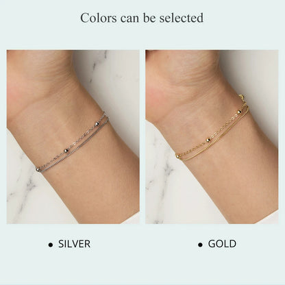 Bracelet Double Layers 925 Silver 14K Gold Plated Jewelry