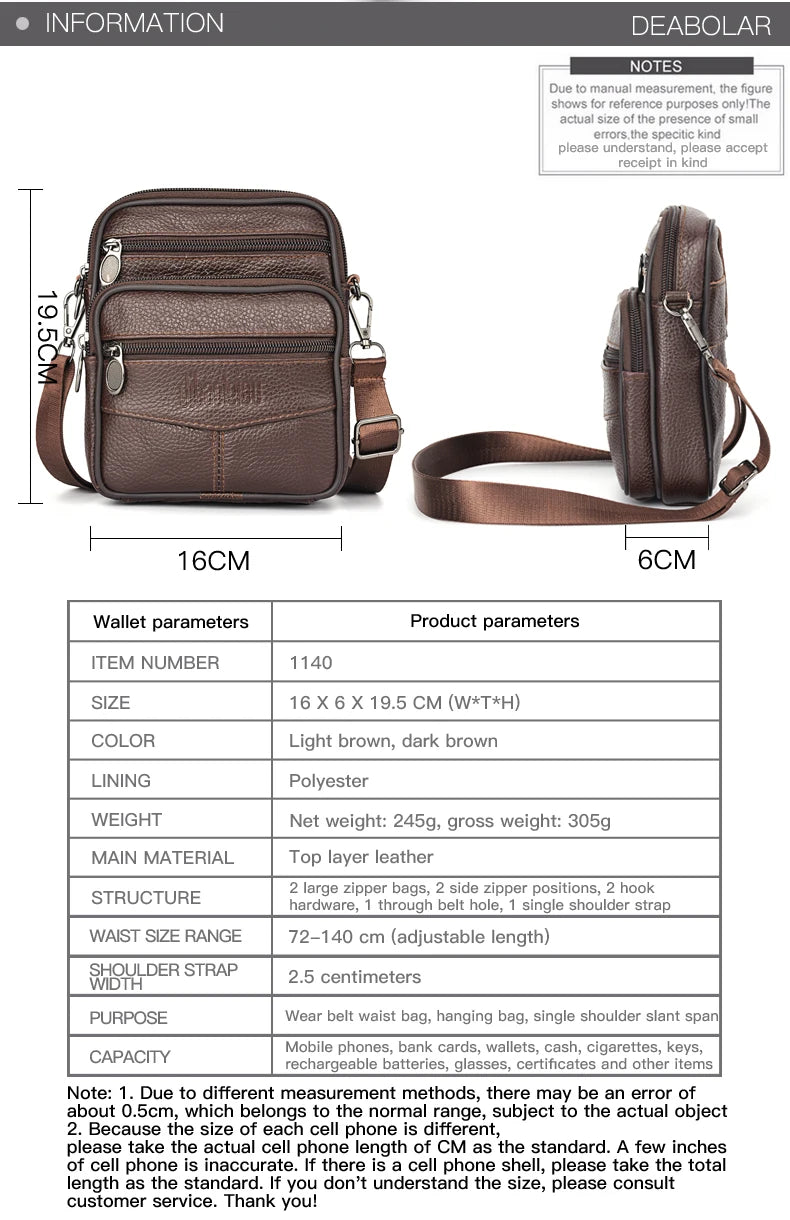 Men's New Genuine Leather Crossbody Bag  Messenger Bag