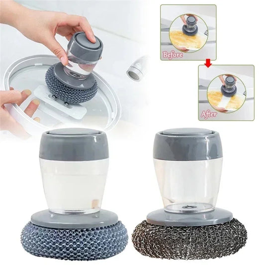 Kitchen Soap Dispensing Palm Brush Automatic Liquid Adding PET