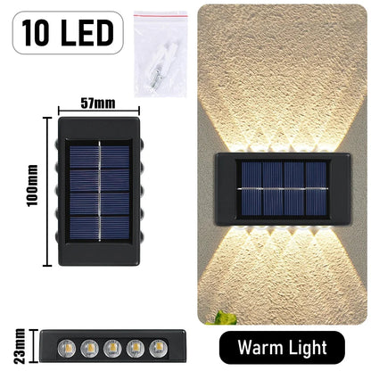 10 LED Solar Wall Lamp Outdoor Waterproof Solar Powered Light UP and Down Illuminate Home Garden Porch Yard Decoration