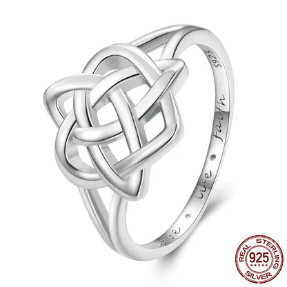 Women 925 Sterling Silver Celtic Knot Finger Ring for Platinum Plated