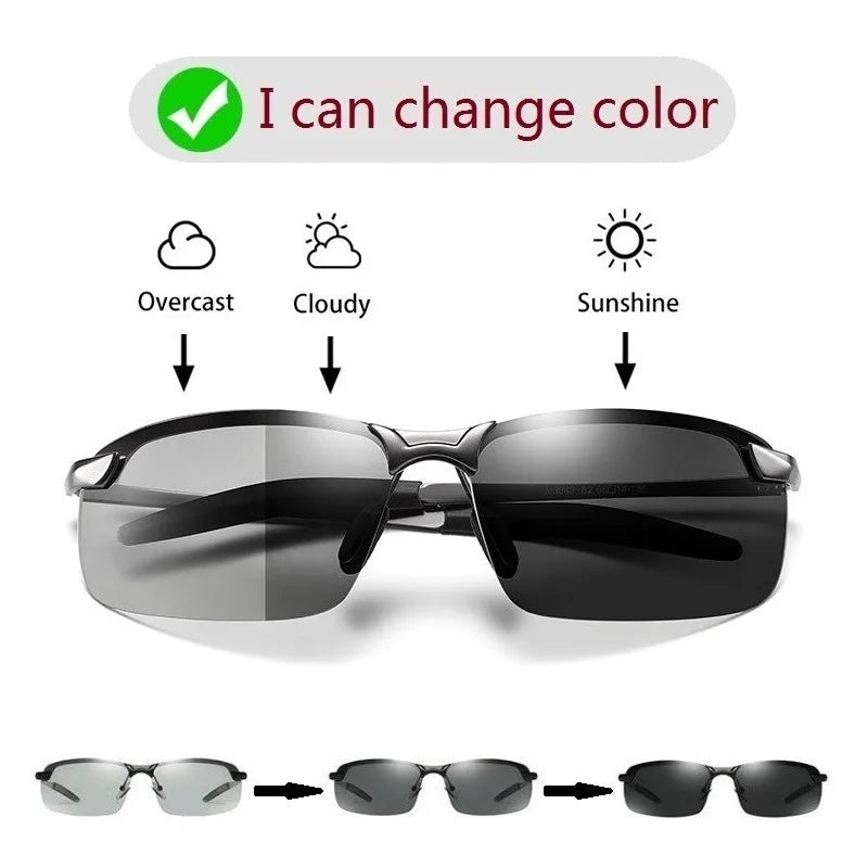 Men Sunglasses Driving Fishing Glasses Change Color Sun Glasses Day Night Vision UV400 Eyewear