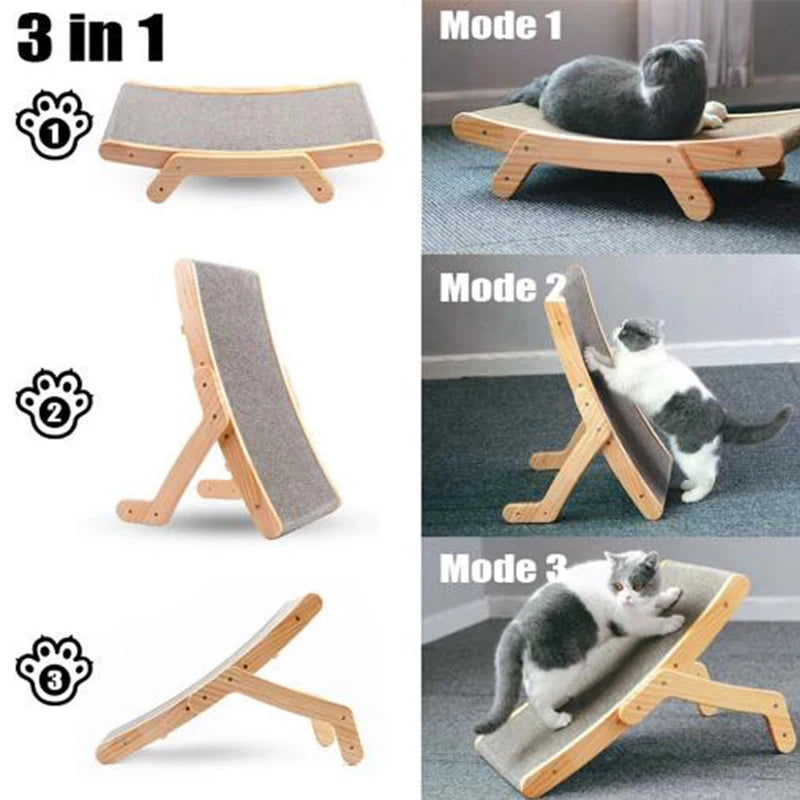 Wooden Cat Scratcher Cat Scratch Board Bed 3 In 1 Pad Vertical Pet Cat